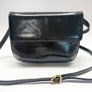 Salvatore Ferragamo Black Patent Leather Crossbody Bag